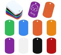 24Pz Alluminio Inciso Grezzi Rettangolo Bianco Tag Punzonatura Laser Etichette Rettangolari Vuote Portachiavi Portachiavi Marchio Cane