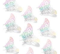 24pz Farfalle 3D Parete, Decorazioni 3D a Forma di Farfalla Adesivi Vivaci Rimovibili in 3 Diverse Dimensioni per Decorare la Stanza e Feste di Compleanno (Argento Scintillante, Stile 2)