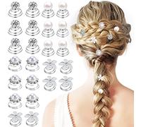24Pz Fermagli Spirali per Capelli, Accessori Sposa Fermagli per Capelli a Spirale, Accessori per Capelli da Sposa con Perle/Strass/Cristallo per Donne Ragazze Spose Matrimoni Capelli Fai Da Te