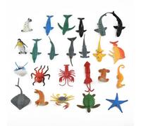 24pz Figure Animali Marini Giocattolo Plastici Realistici | Include squali, delfini, balene, granchi, polpi, tartarughe, foche, stelle marine