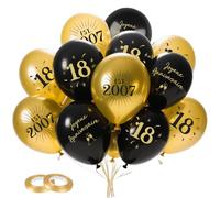 24Pz Palloncini Compleanno Palloncini Metallizzati Oro Nero Scritta Francese Nastro Decorazione Festa Compleanno 18 Anni Addobbi Casa Fai da Te