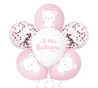 24pz Palloncini Il Mio Battesimo, Allestimento Decorazione Addobbi Bimba Bambina, Orsetto Rosa Bianchi