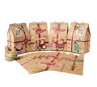 24Pz Scatole da Regalo Natalizie Scatoline Portaconfetti Natale Casetta Scatoline Carta Kraft Bomboniere Natale Cordino Juta Spago Decorazione Natalizie Calendario dell'avvento Casa Fai da Te