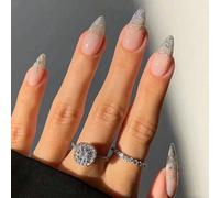 24Pz/Set Unghie Finte Lunghe Con Design Gradient Glitter Mandorla,Include 1 pezzo Colla Gelatina E 1 pezzo Lime Per Unghie,Adatto Per Forniture Di Unghie Da Usare Nella Vita Quotidiana E In Feste Dell