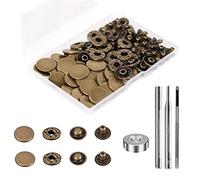 24Set Bottoni Automatici a Pressione, BetterJonny Bottoni a Pressione Metallo Φ17mm Bottoni Automatici in Metallo con 4 Strumenti di Regolazione per Jeans Pelle Cuoio e Tende, Ottone