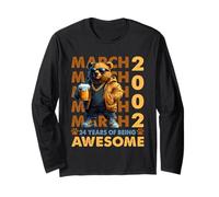 24th Birthday Cool Bear March 2002 Vintage 24 Years Old Maglia a Manica