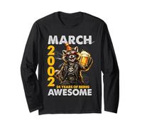 24th Birthday Raccoon Beer March 2002 Vintage 24 Years Old Maglia a Manica