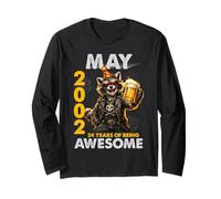 24th Birthday Raccoon Beer May 2002 Vintage 24 Years Old Maglia a Manica