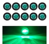24V 3/4" Rotondo LED Indicatore Laterale Posteriore Proiettile Luce di Indicatore per Camion Camper Auto Bus Rimorchio Van Caravan Barca Impermeabile Verde Confezione da 10 Pezzi
