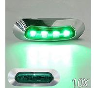 24V 8.9cm LED Lato Anteriore Evidenziatore Verde Frecce X2 Cromo Lunetta Per