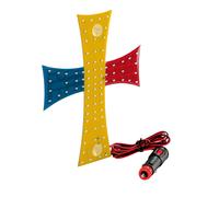 24V Bandiera Rumena Croce 81 Insegna LED 250 mm Piastra On Off Interruttore...