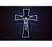 24V GESÙ SU UNA CROCE INSEGNA LED DESIGN 3D PIASTRA 23CM PER INTERRUTTORE...