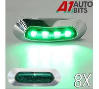 24V LED Verde Indicatore Laterale 8.9cm Luci X8 Cromo Lunetta Per Man DAF Scania