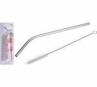 24x 5er Set IN Acciaio Cannucce da Festa Tubetti Con Spazzola Multiuso 22cm