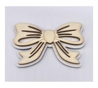 24X Applicazione in legno a forma di FIOCCO 7x4.5 cm BOMBONIERA 0WWT