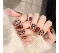 24x Bastoncini Scintillanti Sui Chiodi Leopardi Stampa Coperte Complete A Corto Pressa Manicure Acriliche