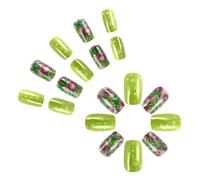 24x Bastoncino Lucido Sul Festival Delle Unghie Sugli Shamrocks Fiori Piena Copertura False Manicure Forniture