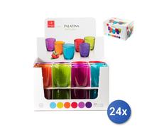 24x Bicchieri Palatina In Vetro Spruzzato Colori Assortiti Cl 32