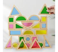 24x Blocchi da costruzione Geometria Giocattolo sensoriale per genitori e