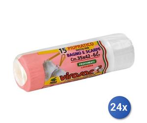 24x Bundle Sacchi Immondizia 35X42 Bagno Virosac + Scarpe 15 Pezzi