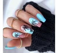 24x Chiodi Artificiali A Gradiente Lunghi Copertine Complete False Glossy Bastoncino Sul Cocco Premere Per Donna