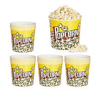 24x Ciotola Pop Corn, Set di Secchi, Secchielli per Popcorn in Plastica, Riutilizzabile, 2,8 L Volume, Retrò, Giallo