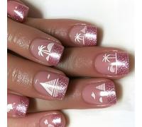 24x Coconut Tree False Nails Velaboat Copertine Piene Scintillanti Artificiali Bastoni Pressa Ovale Corta Accesa