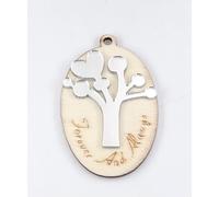 24X Decorazione BOMBONIERA Medaglietta legno con ALBERO ARGENTO PLEXI 16MP