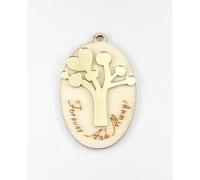 24X Decorazione BOMBONIERA Medaglietta legno con ALBERO ORO PLEXI 4 cm 16MN