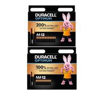 24X Duracell (AAA e AA) Optimum (1 Blister Da 12 Batterie AAA e 1 Blister da 12 Batterie AA) 24 Pile (MX2400/MINI STILO/MICRO e MX1500/STILO/MIGNON)