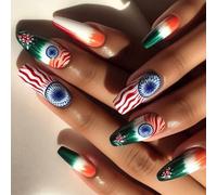 24x Indipendence Day False Nails Ballerinas Premere Copertine Complete Strisce Acriliche Lucide.