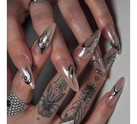 24x Mediumi Falsi Chiodi Falsi Irregolari Premere Copertine Piene Lucide Acriliche Riutilizzabili.