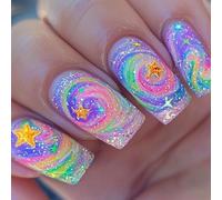 24x Pressa Scintillante Nails Gradients False Acrilic Star Coperture Full Attacco Lunghi Artificiali