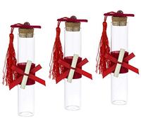 24 provette portaconfetti vetro laurea con tocco cappello pergamena e nappina ro