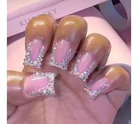 24x Punta Francese Premere Sulle Unghie Dei Chiodi Falsi Unghie Acriliche Quadrate Chiodi Eleganti Coperte Piene Attaccati Unghie Per Donna