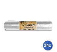 24x Rotoli 10 Sacchi ImmondiziaTrasparente 70x110 cm Virosac