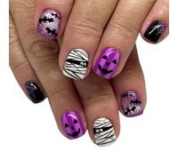 24x/Scatola Halloween Press On Nails Breve Piazza Unghie Finte Coperture Piene Stick On Unghie Manicure Forniture Per La Donna