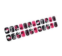 24x Short Square False Nails Print Lip Cover Copertine Attacco Glossy Artificial Valentines Day Press On