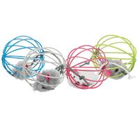 24x Trixie topo nel pallone a rete, peluche ø 6 cm
