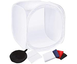 24x24 Inch 60cm Foto Studio di ripresa della tenda Light Kit cubo diffusione morbida Box con 4 colori Fondali (rosso blu scuro bianco nero) per la fotografia (60x60)