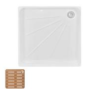 24x24 RV Doccia PanAcrylic Square Design con Rimbalzo Scarico Acqua & Tappetino Antiscivolo per Installazione Facile Sicura Ideale per Campeggio & Docce All'aperto
