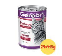24x415g Monge Gemon Sterilised Umido Gatto Bocconcini con Manzo IN SUPER PROMO.