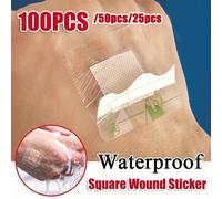25/100 pezzi Bende impermeabili per ferite, kit di pronto soccorso, cerotti medicali trasparenti e sterili per la cura delle ferite, bende protettive, kit di pronto soccorso, spedizione gratuita, real