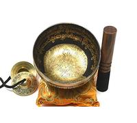 25,4 cm guarigione meditazione Mantra scolpito g note campana tibetana, Etching tibetano arte, campane tibetane martellato a mano con effetto seta, con gong & Mallet Striker