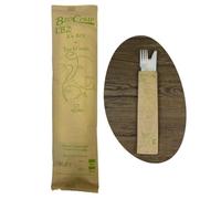 25/50/100/250 BIS DI POSATE IMBUSTATE CON TOVAGLIOLO - monouso - biodeagradabili - SET BIANCO Posate compostabili 100% Naturale (50 pz)