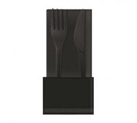 25/50/100/250 BIS DI POSATE IMBUSTATE CON TOVAGLIOLO - monouso - biodeagradabili - SET BIANCO Posate compostabili 100% Naturale (300 PEZZI NERO)