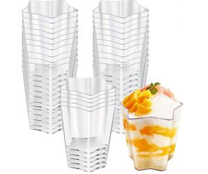 25/50/100 pezzi Bicchierini di plastica da 70 ml per dessert a forma di pentagramma, coppette trasparenti riutilizzabili per dessert, budini, mousse, adatte per feste (5 x 6,1 cm) 25 pezzi,50 pezzi,10
