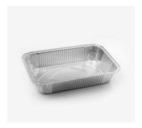 25/50/100 Vaschette in Alluminio VARIE DIMENSIONI bordo G | Argentate contenitori per Alimenti USA e Getta, teglie in Alluminio per Takeaway (50pz 8 porzioni 32x26cm)