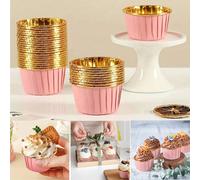 25/50 pezzi Pirottini dorati per cupcake, stampi per muffin e torte, antiaderenti e resistenti al calore, pirottini in alluminio per muffin, teglia per cupcake, per cucina, strumenti da forno, pasticc