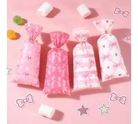 25/50 pezzi Sacchetti rosa con fiocco per bomboniere e caramelle per festa di nascità, design carino con fiocco rosa, sacchetti dolci per festa di rivelazione del sesso, matrimonio, compleanno, confez